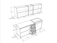 Csilla konyha 200-60 Lábon álló méretrajz
